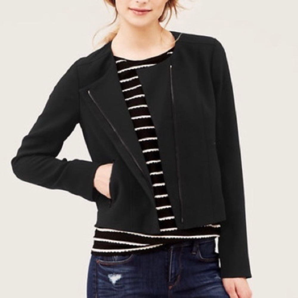 🎉 LOFT Moto Jacket Vintage Crepe Black
